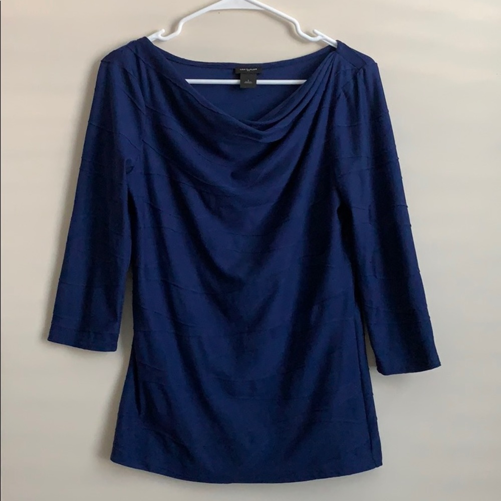 Ann Taylor Navy Blue ¾ Sleeve Blouse S Cruise